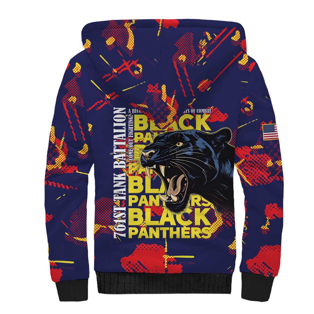 761st Tank Battalion Black Panthers Sherpa Hoodie Legendary African American WWII - African Pride