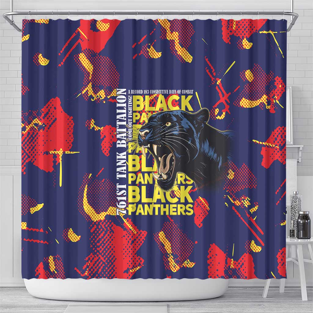 761st Tank Battalion Black Panthers Shower Curtain Legendary African American WWII - African Pride