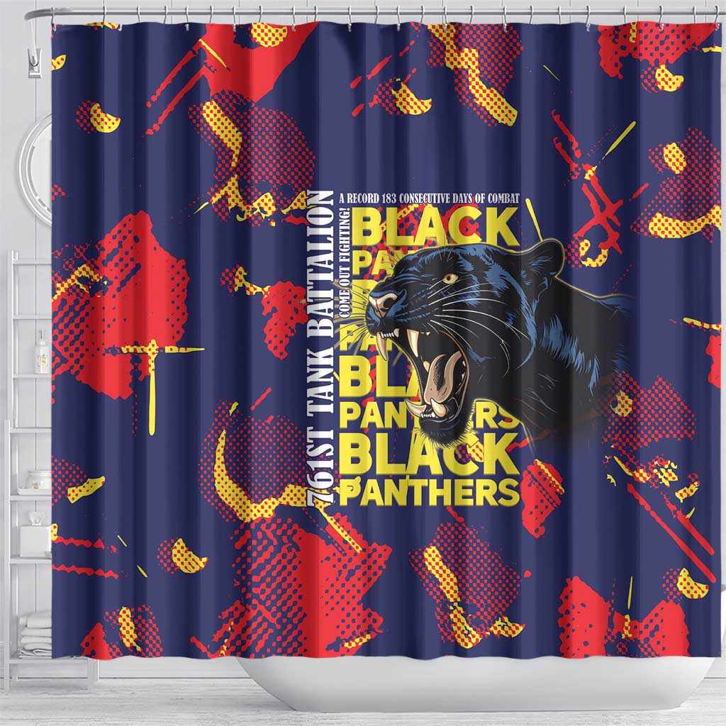 761st Tank Battalion Black Panthers Shower Curtain Legendary African American WWII - African Pride