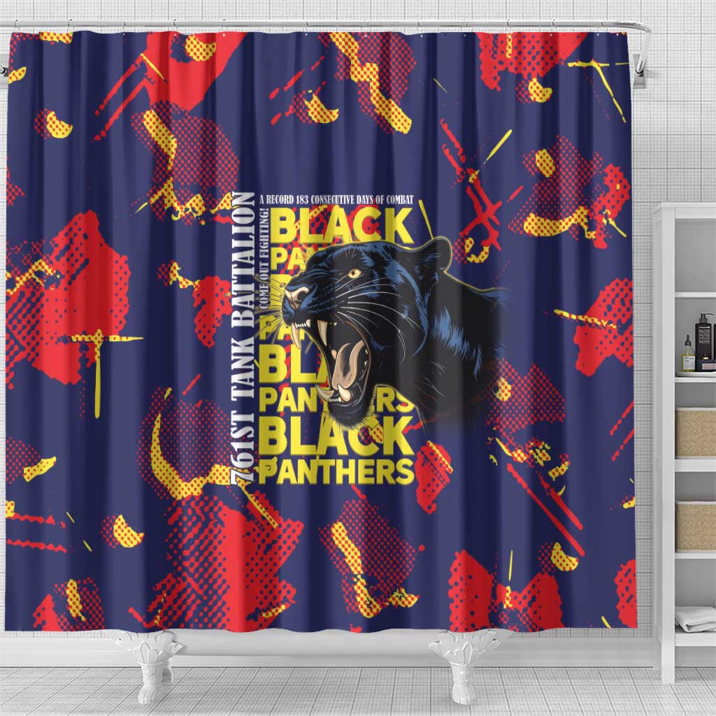 761st Tank Battalion Black Panthers Shower Curtain Legendary African American WWII - African Pride