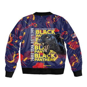 761st Tank Battalion Black Panthers Sleeve Zip Bomber Jacket Legendary African American WWII - African Pride