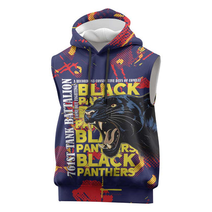 761st Tank Battalion Black Panthers Sleeveless Hoodie Legendary African American WWII - African Pride
