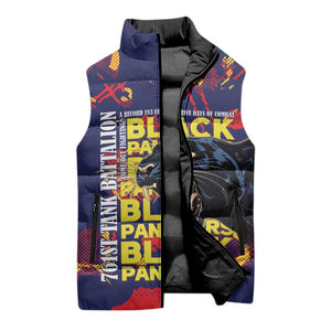 761st Tank Battalion Black Panthers Sleeveless Puffer Jacket Legendary African American WWII - African Pride