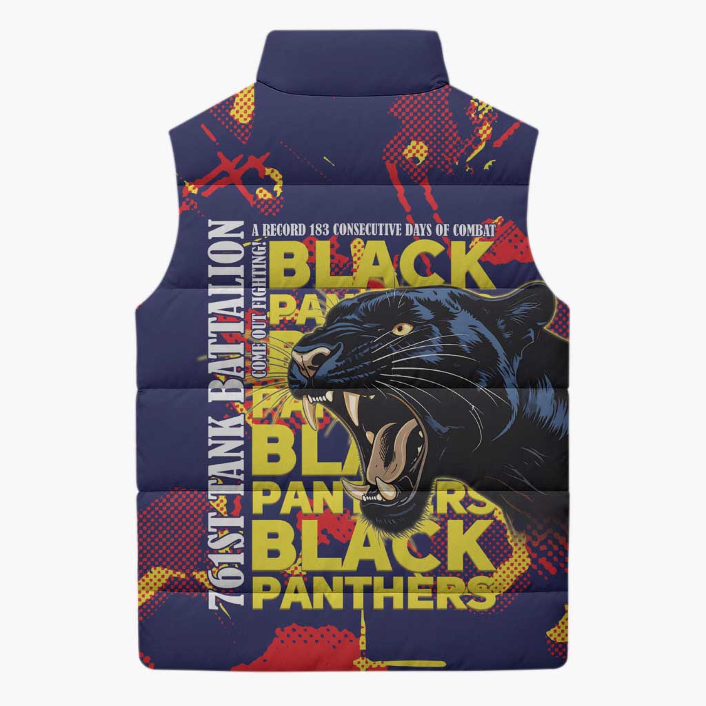 761st Tank Battalion Black Panthers Sleeveless Puffer Jacket Legendary African American WWII - African Pride