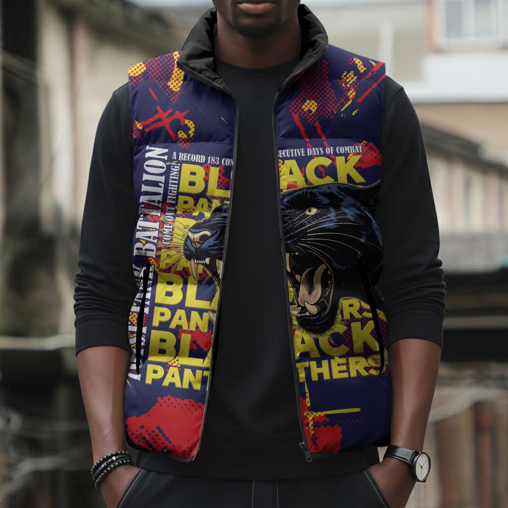 761st Tank Battalion Black Panthers Sleeveless Puffer Jacket Legendary African American WWII - African Pride
