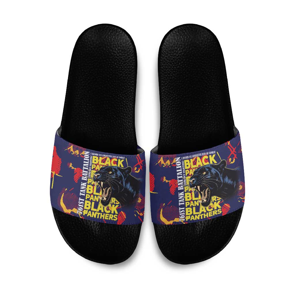 761st Tank Battalion Black Panthers Slide Sandals Legendary African American WWII - African Pride