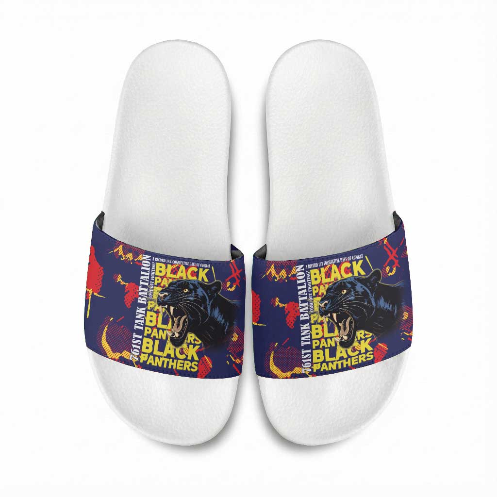 761st Tank Battalion Black Panthers Slide Sandals Legendary African American WWII - African Pride