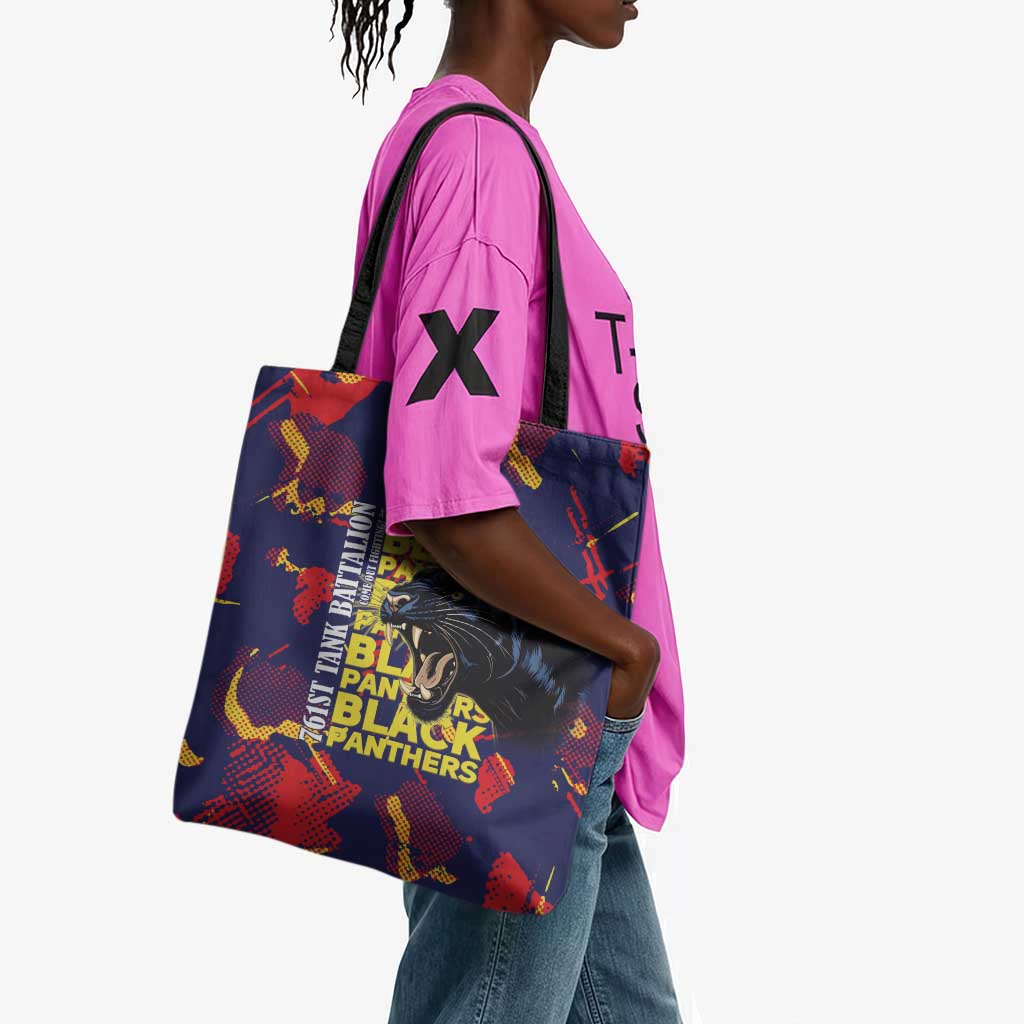 761st Tank Battalion Black Panthers Tote Bag Legendary African American WWII - African Pride