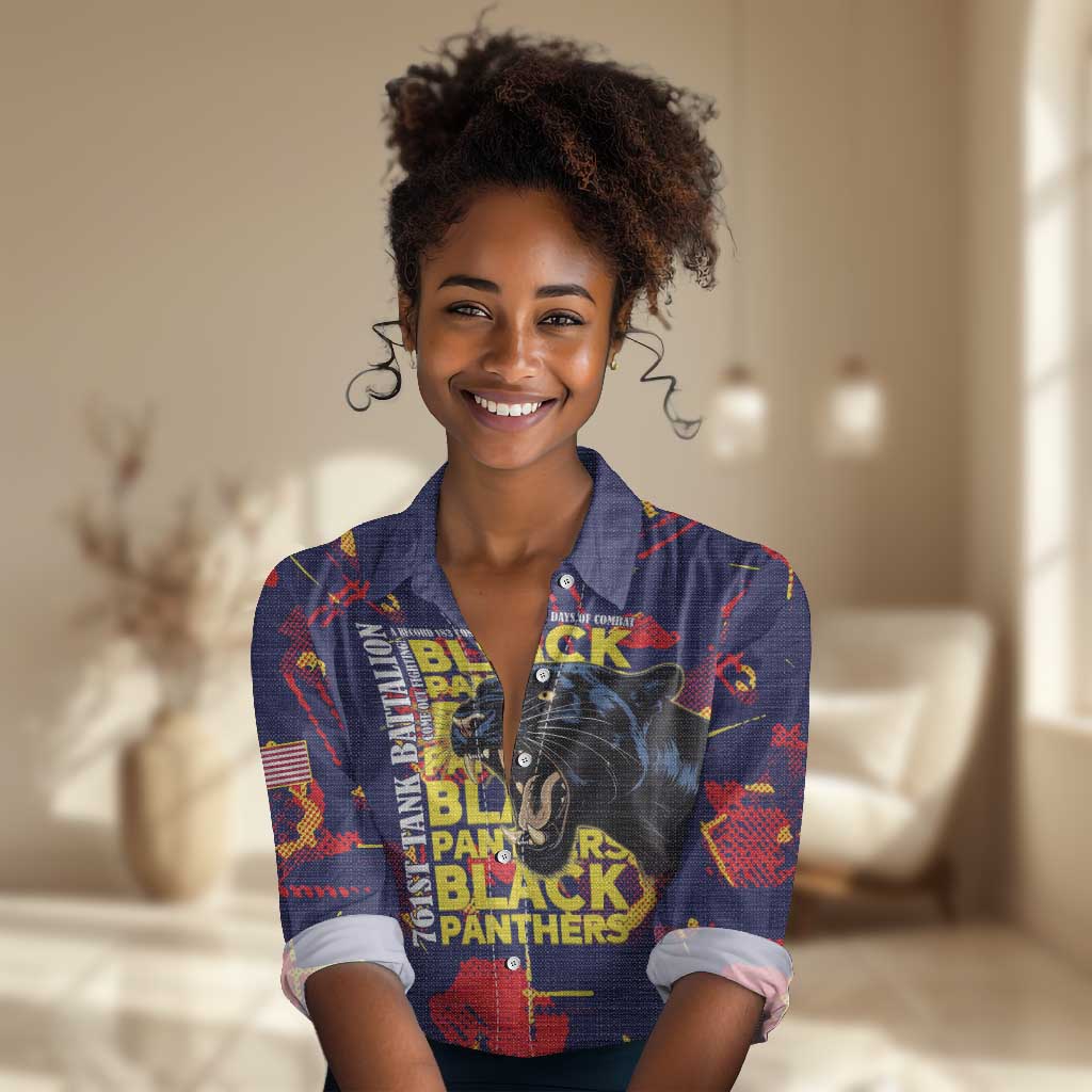 761st Tank Battalion Black Panthers Women Casual Shirt Legendary African American WWII - African Pride