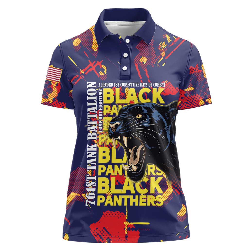 761st Tank Battalion Black Panthers Women Polo Shirt Legendary African American WWII - African Pride