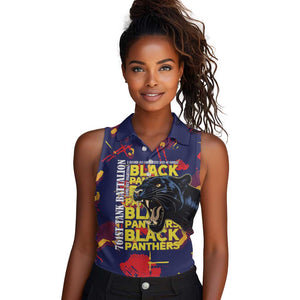 761st Tank Battalion Black Panthers Women Sleeveless Polo Shirt Legendary African American WWII - African Pride