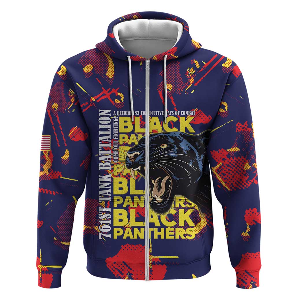 761st Tank Battalion Black Panthers Zip Hoodie Legendary African American WWII - African Pride