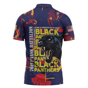 761st Tank Battalion Black Panthers Zipper Polo Shirt Legendary African American WWII - African Pride