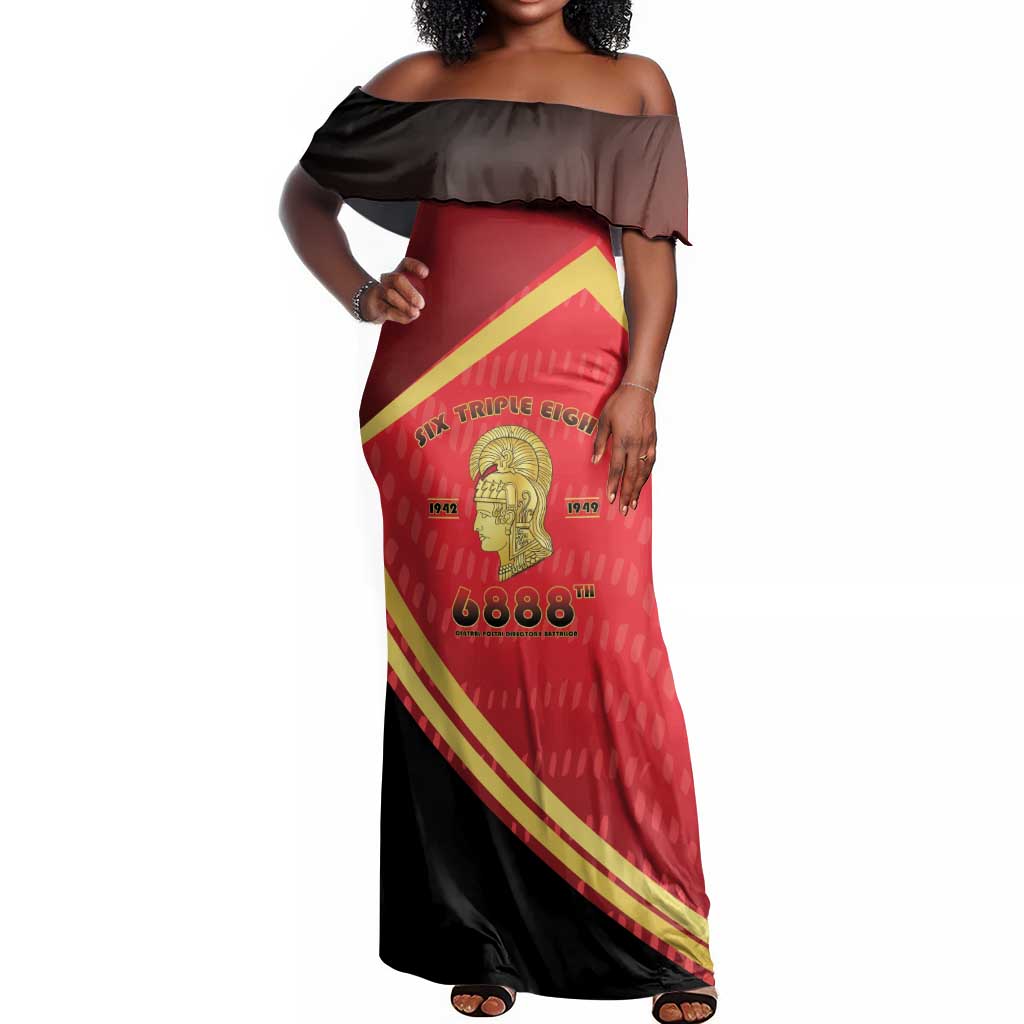 Six Triple Eight Legacy Off Shoulder Maxi Dress 6888th Battalion 1942-1949