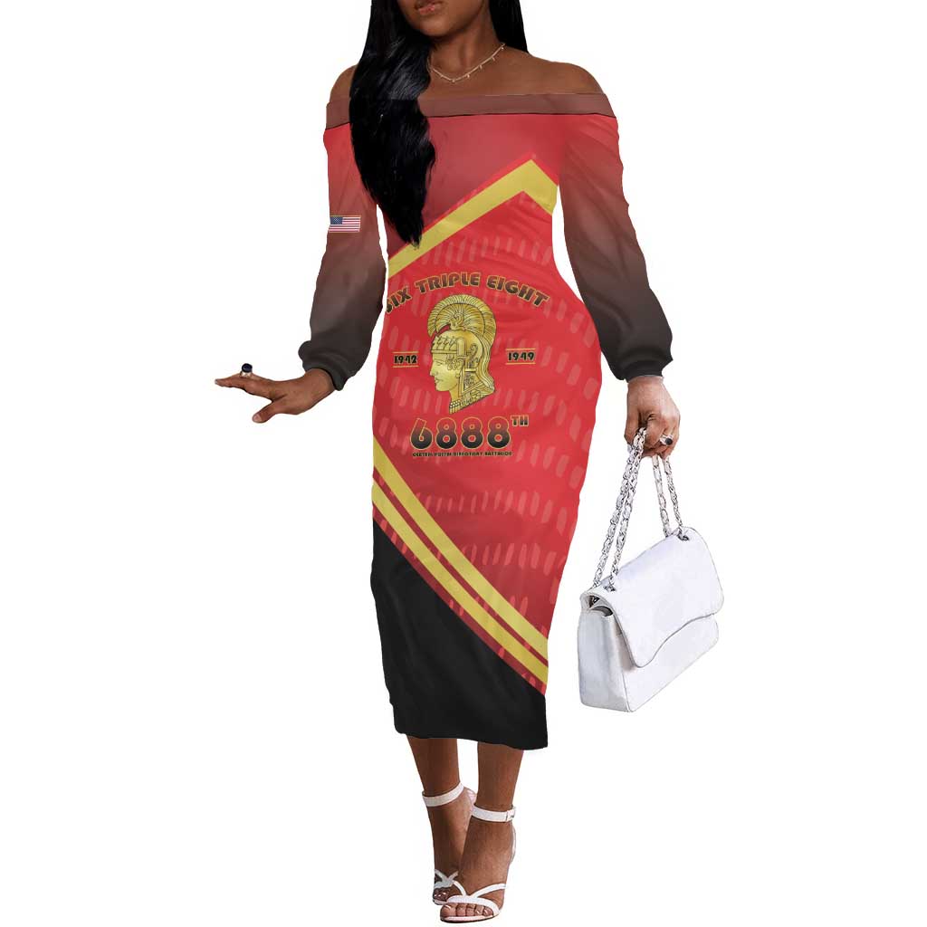 Six Triple Eight Legacy Off The Shoulder Long Sleeve Dress 6888th Battalion 1942-1949