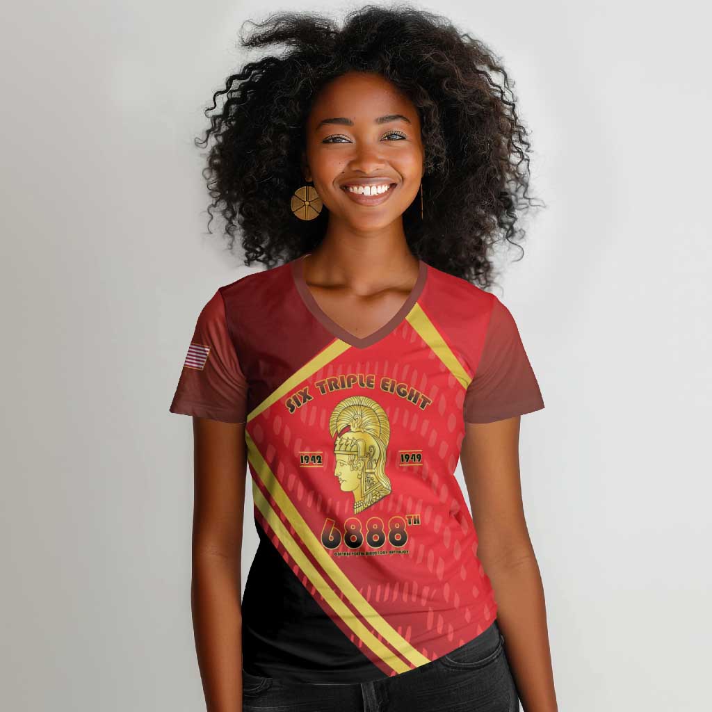 Six Triple Eight Legacy Women V-Neck T-Shirt 6888th Battalion 1942-1949