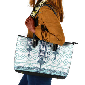 Eritrea Leather Tote Bag African Pattern - Habesha Style