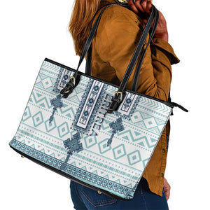 Eritrea Leather Tote Bag African Pattern - Habesha Style