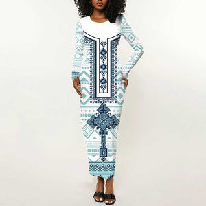 Eritrea Long Sleeve Bodycon Dress African Pattern - Habesha Style