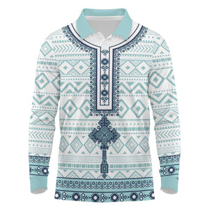 Eritrea Long Sleeve Polo Shirt African Pattern - Habesha Style