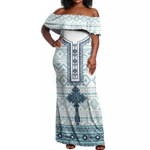 Eritrea Off Shoulder Maxi Dress African Pattern - Habesha Style