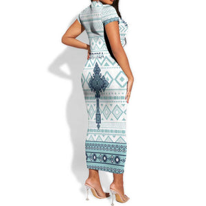 Eritrea Short Sleeve Bodycon Dress African Pattern - Habesha Style