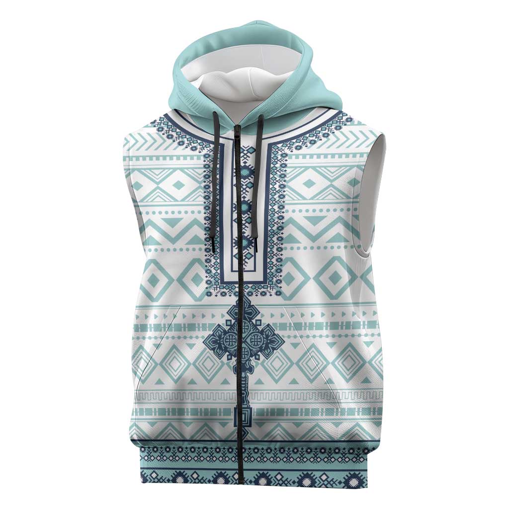 Eritrea Sleeveless Zip Hoodie African Pattern - Habesha Style - African Pride