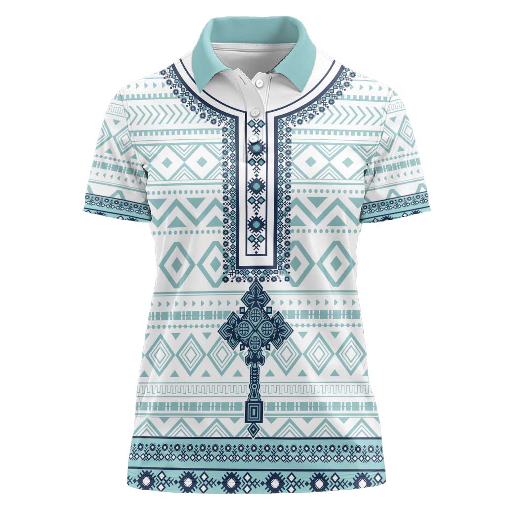 Eritrea Women Polo Shirt African Pattern - Habesha Style