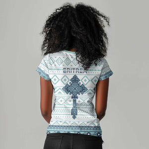 Eritrea Women V-Neck T-Shirt African Pattern - Habesha Style