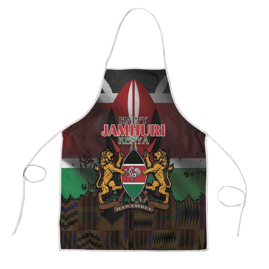 Happy Kenya Independence Day Apron Coat Of Arms With Kente Pattern