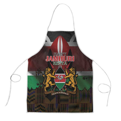 Happy Kenya Independence Day Apron Coat Of Arms With Kente Pattern