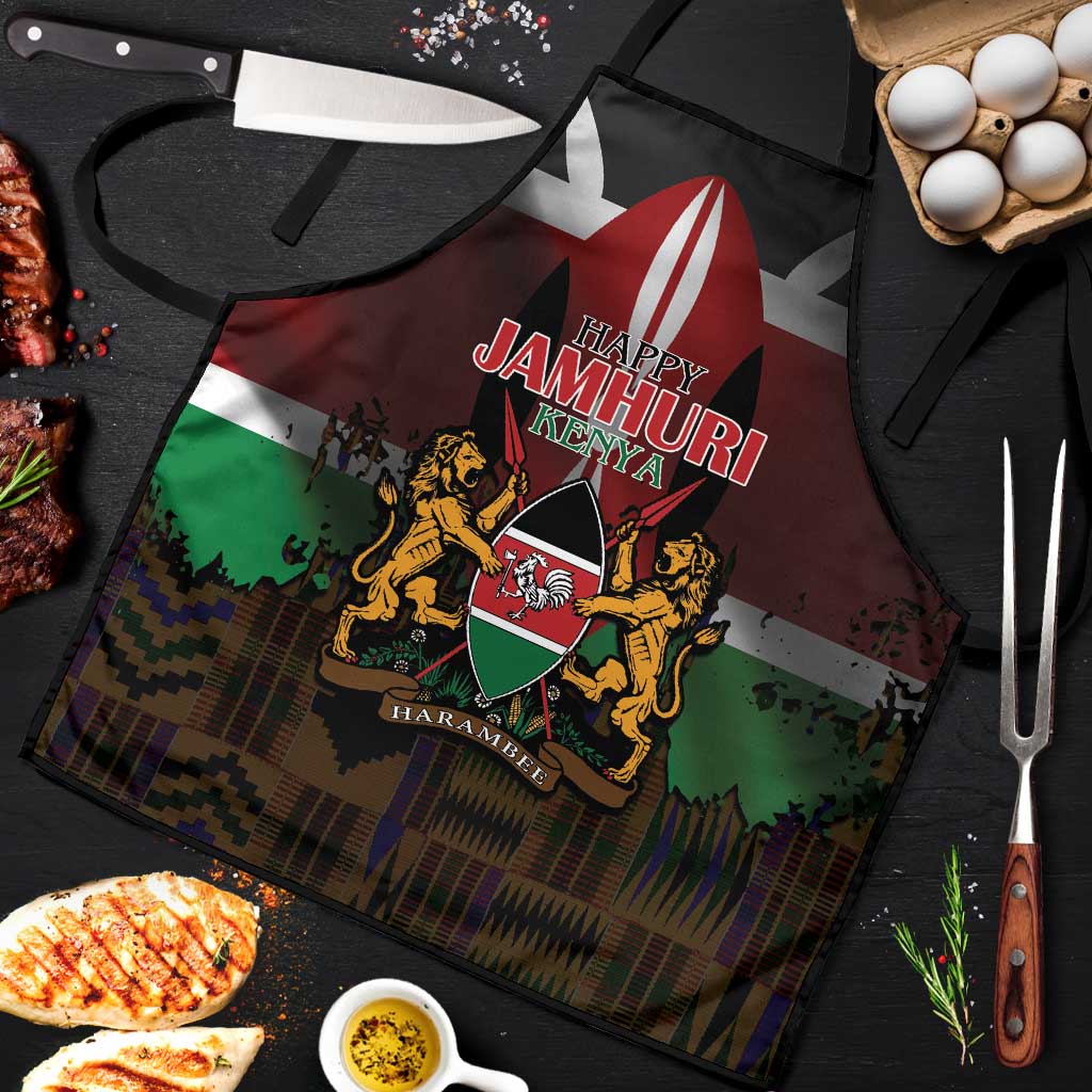Happy Kenya Independence Day Apron Coat Of Arms With Kente Pattern