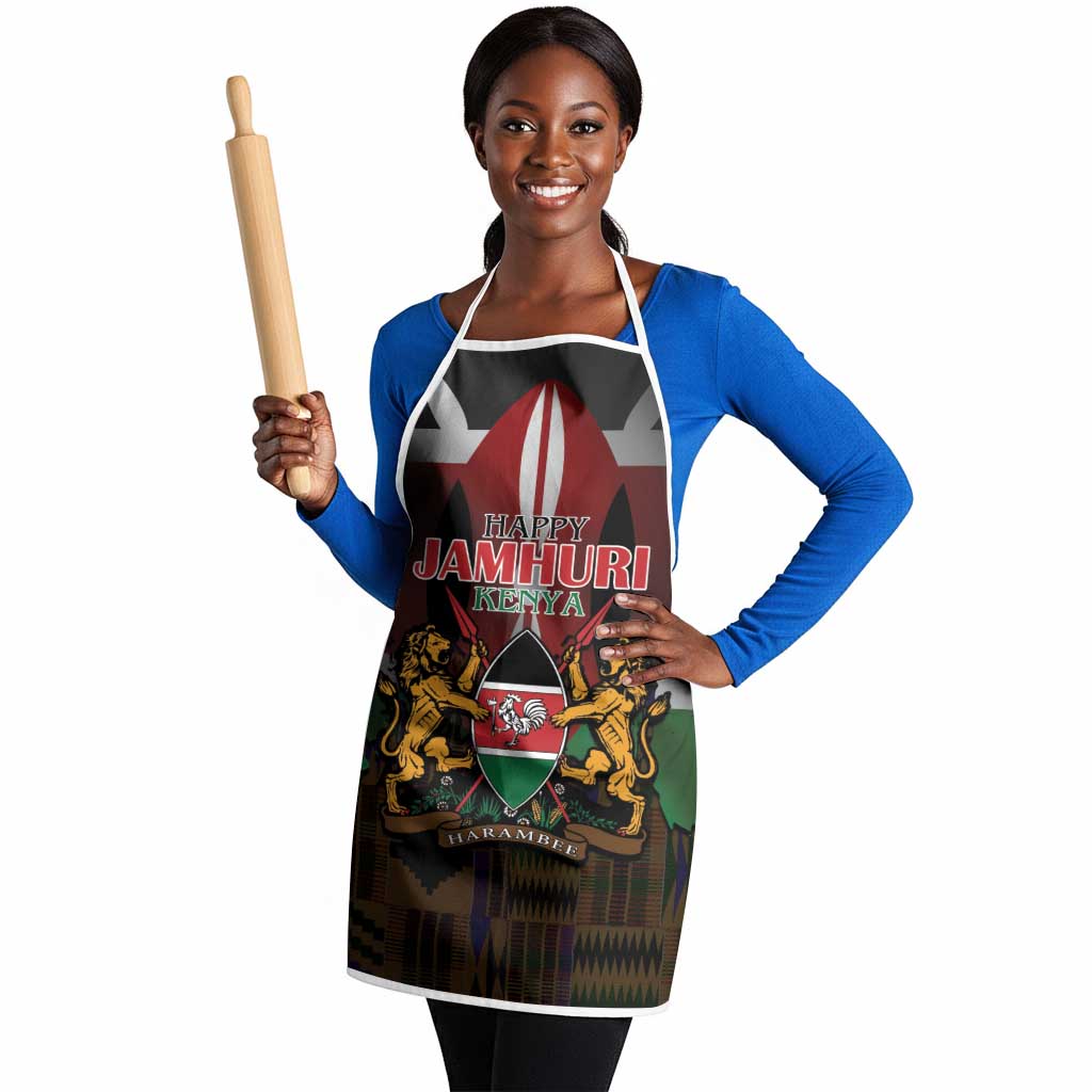 Happy Kenya Independence Day Apron Coat Of Arms With Kente Pattern
