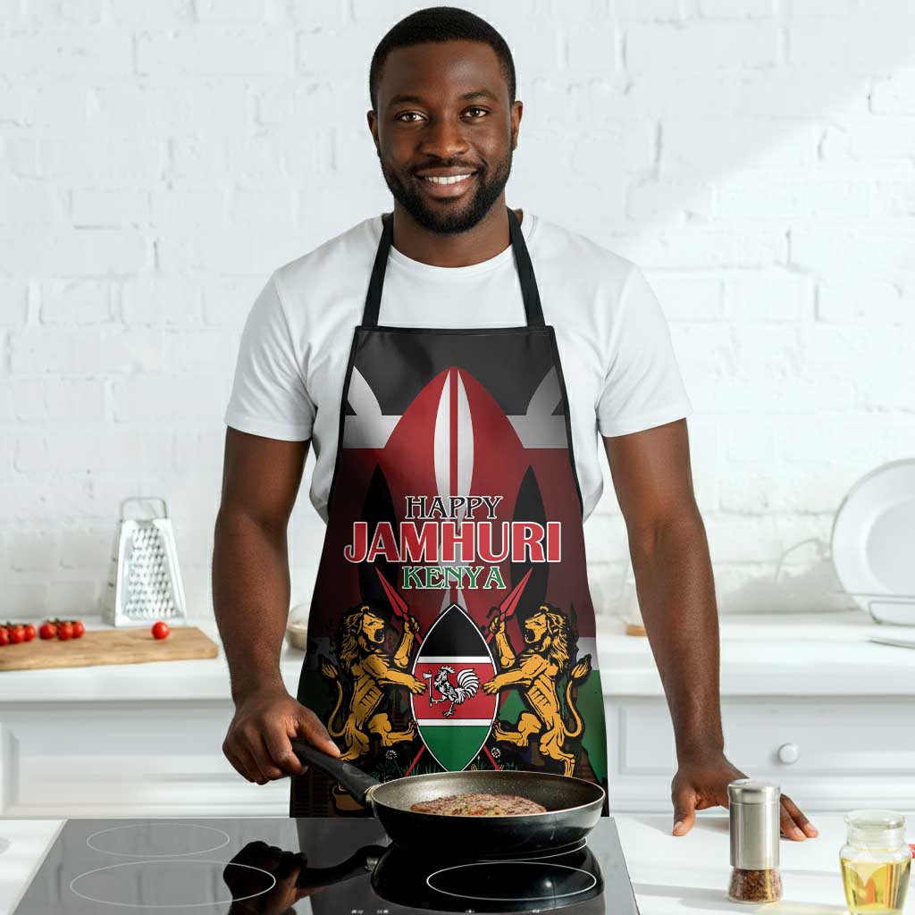 Happy Kenya Independence Day Apron Coat Of Arms With Kente Pattern