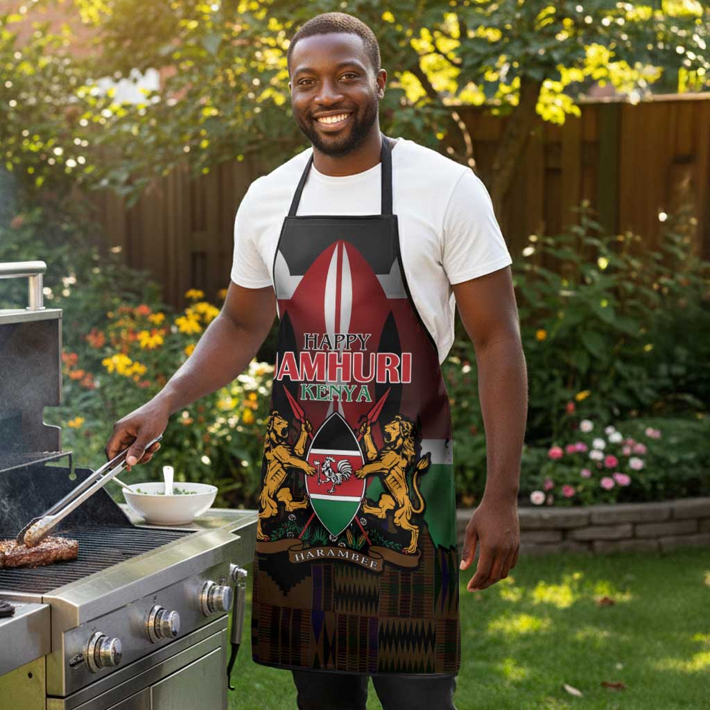 Happy Kenya Independence Day Apron Coat Of Arms With Kente Pattern
