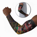 Happy Kenya Independence Day Arm Sleeves Coat Of Arms With Kente Pattern