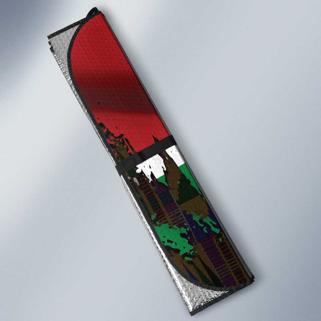 Happy Kenya Independence Day Auto Sun Shade Coat Of Arms With Kente Pattern
