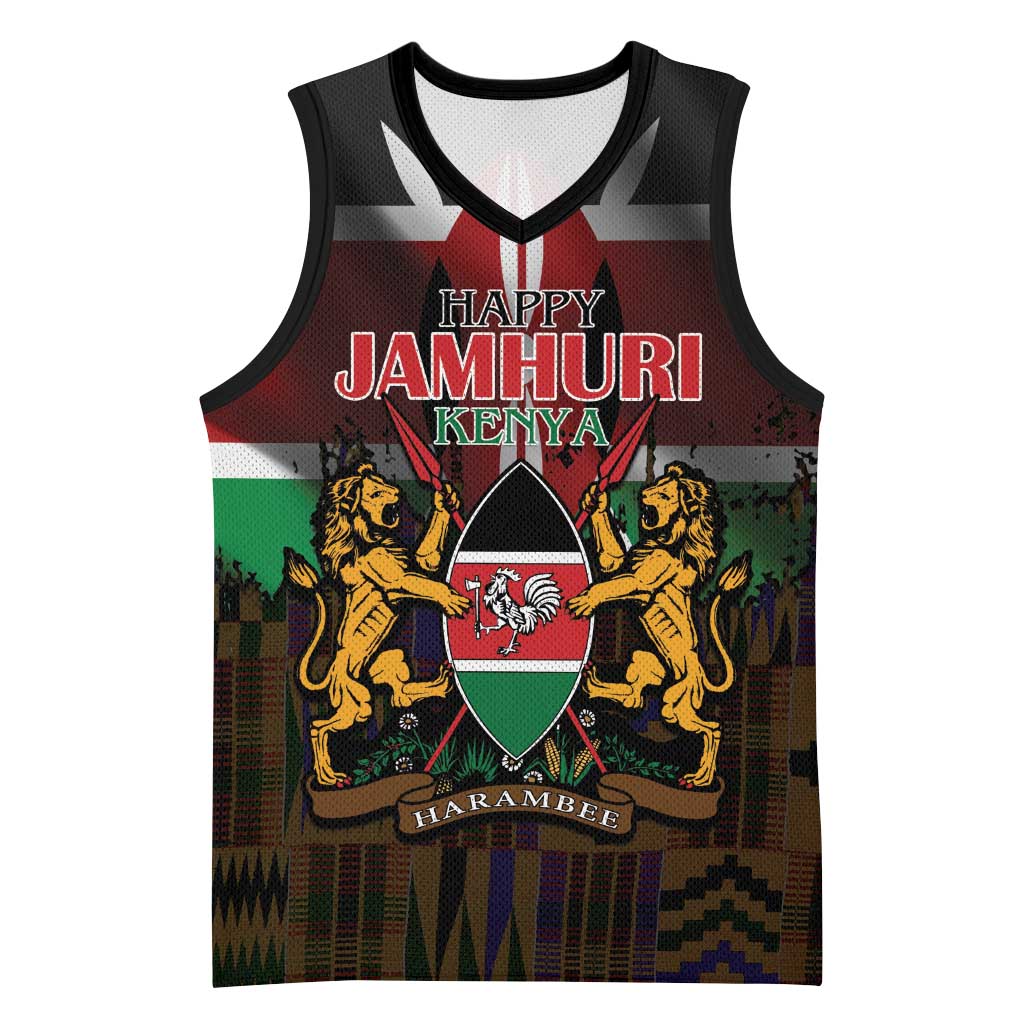 Kenya Jamhuri Day Basketball Jersey Coat Of Arms With Kente Pattern LT15