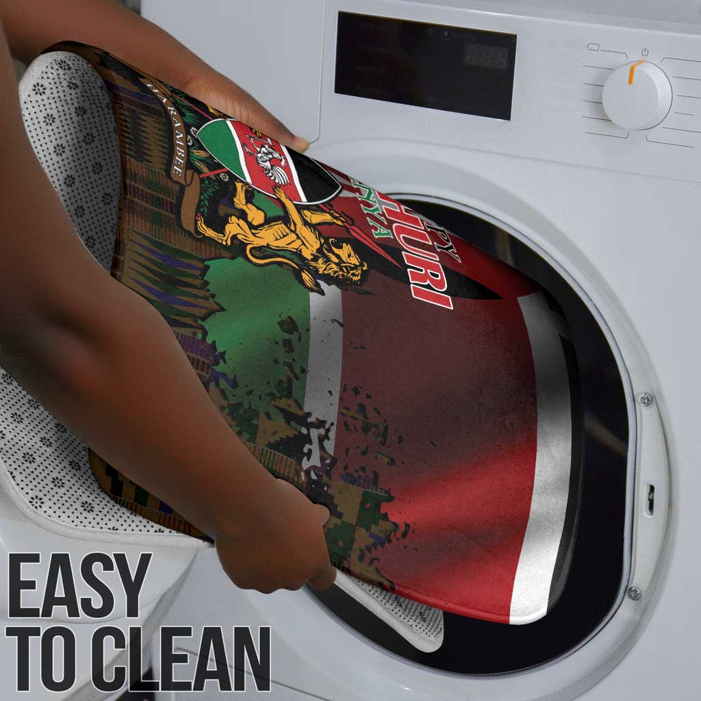 Happy Kenya Independence Day Bathroom Set Coat Of Arms With Kente Pattern