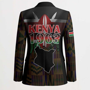 Happy Kenya Independence Day Blazer Coat Of Arms With Kente Pattern