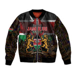 Kenya Jamhuri Day Bomber Jacket Coat Of Arms With Kente Pattern - African Pride