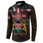 Happy Kenya Independence Day Button Sweatshirt Coat Of Arms With Kente Pattern
