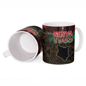 Happy Kenya Independence Day Ceramic Mug Coat Of Arms With Kente Pattern