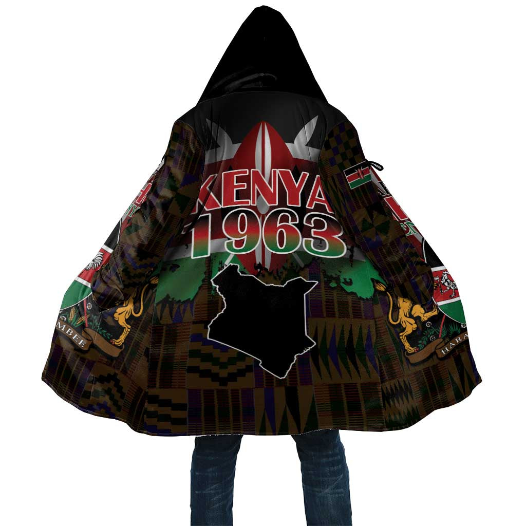 Happy Kenya Independence Day Cloak Coat Of Arms With Kente Pattern