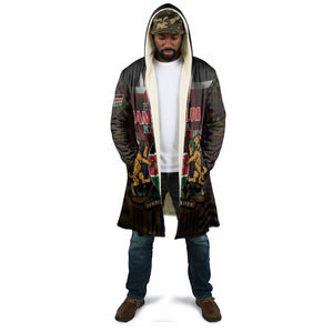 Happy Kenya Independence Day Cloak Coat Of Arms With Kente Pattern