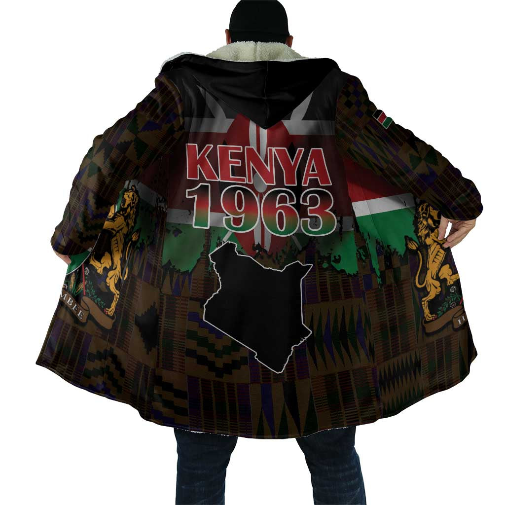 Happy Kenya Independence Day Cloak Coat Of Arms With Kente Pattern