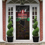 Happy Kenya Independence Day Door Cover Coat Of Arms With Kente Pattern