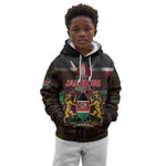 Kenya Jamhuri Day Kid Hoodie Coat Of Arms With Kente Pattern - African Pride
