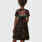 Kenya Jamhuri Day Kid Short Sleeve Dress Coat Of Arms With Kente Pattern - African Pride