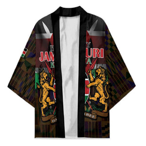 Happy Kenya Independence Day Kimono Coat Of Arms With Kente Pattern